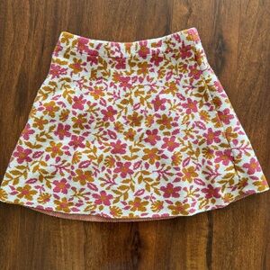 Girls Knit Skirt Size 7/8 Pink Orange Floral 100% Cotton Cottagecore